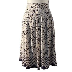 Talbots Navy And Cream Floral A-Line Skirt
